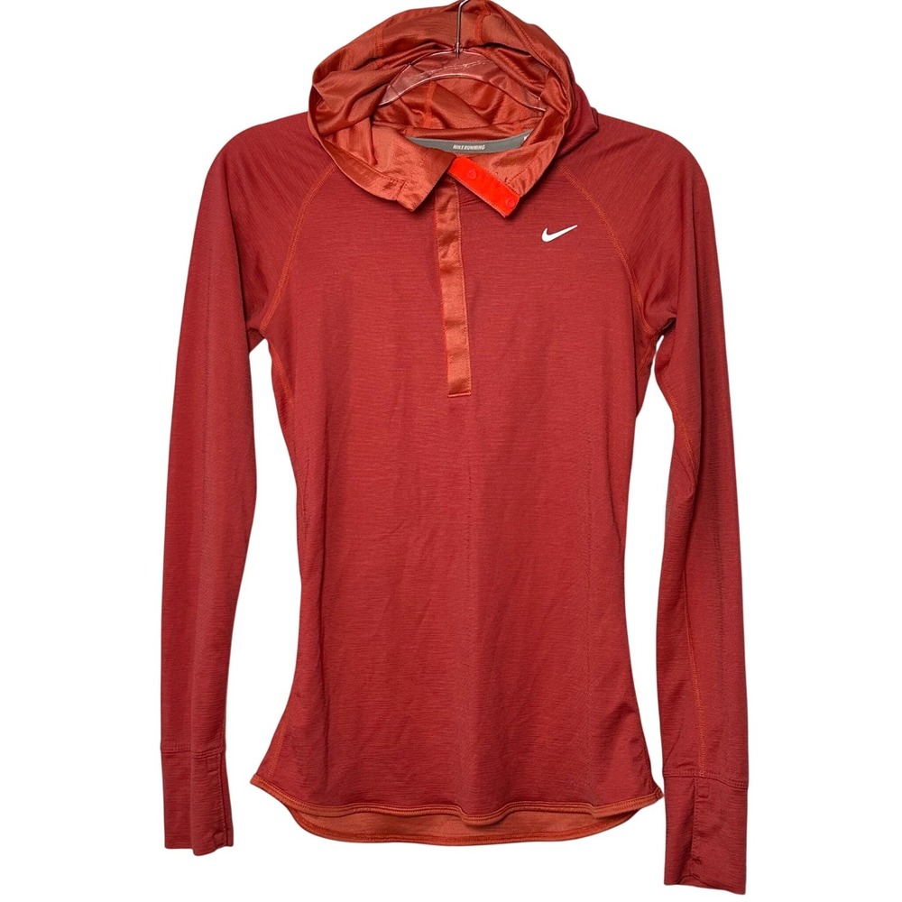 Nike Running Dri-FIT Women's Small Mauve Quarter Snap Hoodie Long Sleeve‎ Shirt